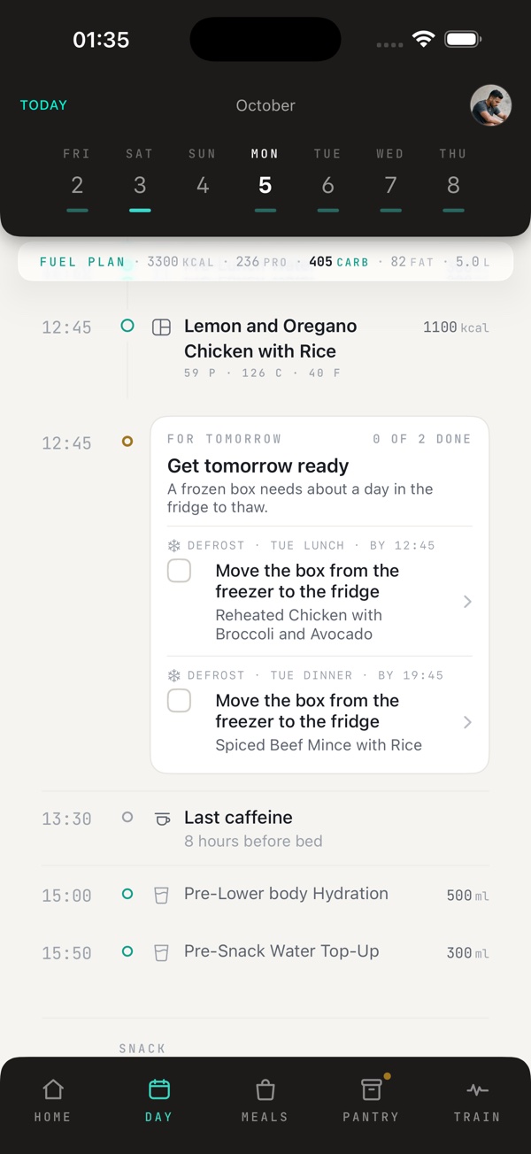 Example preparation reminders for tomorrow